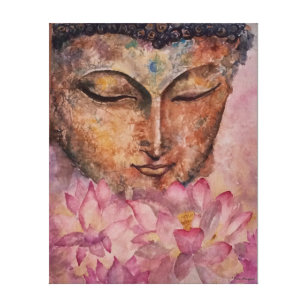 Buddha Pink Lotus Watercolor Print Wrapped Canvas