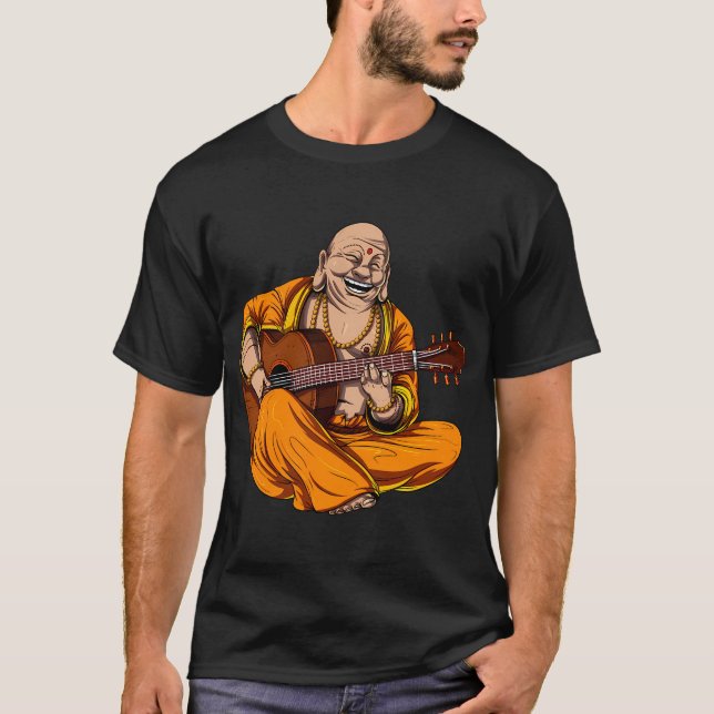 Buddha Playing Guitar T-Shirt (Front)