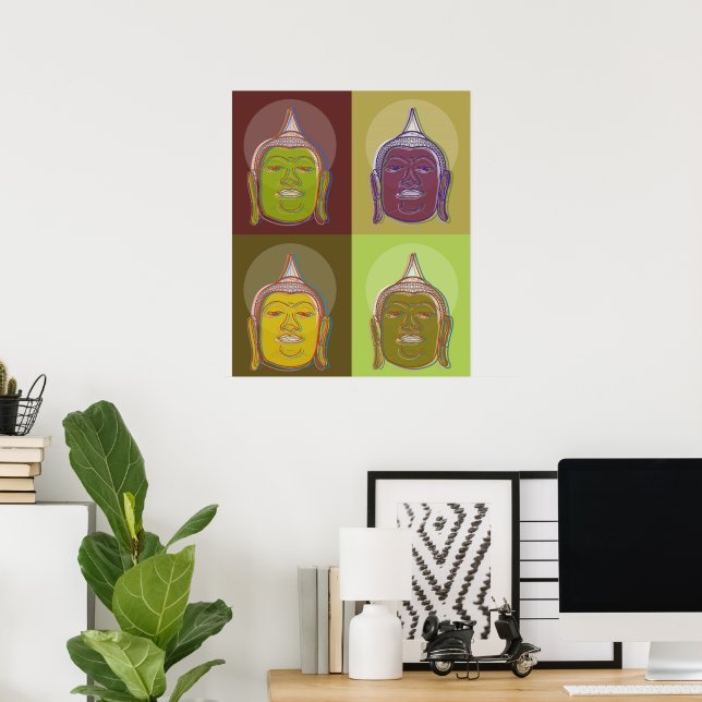 Buddha Pop Art Zen Retro Modern Custom Poster (Home Office)