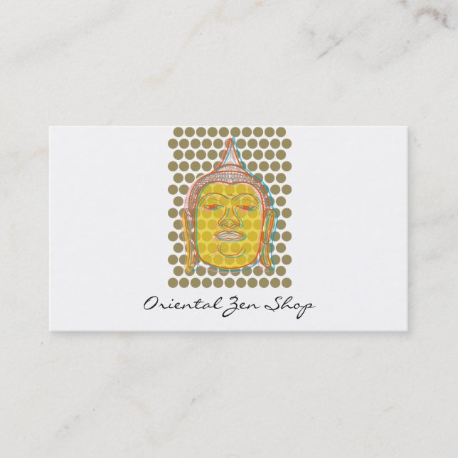 Buddha Pop Dots Modern Oriental Asian Zen Elegant Business Card (Front)