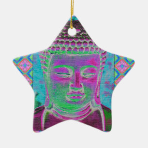 Buddha Pop in Magenta and Turquoise Ceramic Tree Decoration