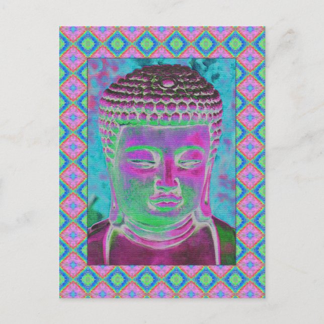 Buddha Pop in Magenta and Turquoise Postcard (Front)
