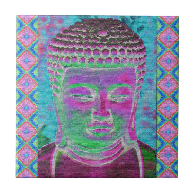 Buddha Pop in Magenta and Turquoise Tile (Front)