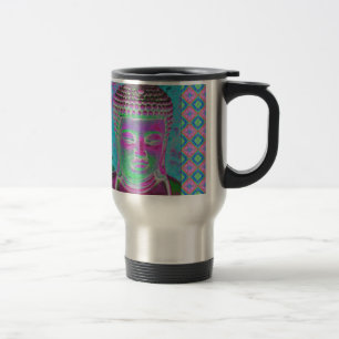 Buddha Pop in Magenta and Turquoise Travel Mug