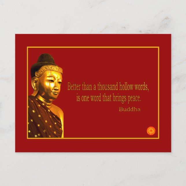 Buddha Quote ~ One Word That Brings Peace Postcard (Front)