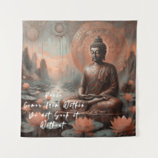 BUDDHA QUOTE - PEACE COMES FROM WITHIN TAPESTRY