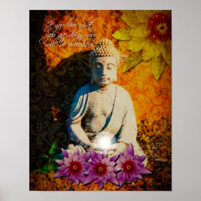 Buddha Quote purple lotus Poster (Front)