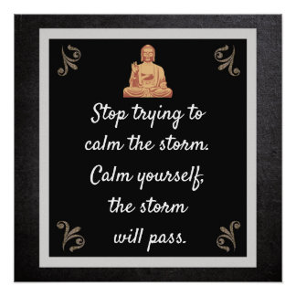 Buddha quote --Storm will pass -- art poster