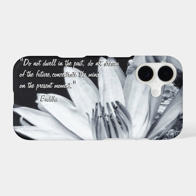 Buddha Quotes & Lotus Flowers BW / Buddhism (Back (Horizontal))
