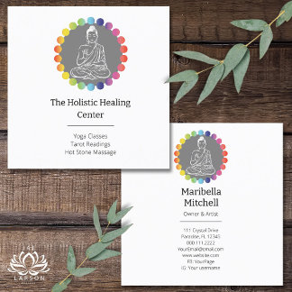 Buddha Rainbow Chakras Spiritual Metaphysical Yoga Square Business Card