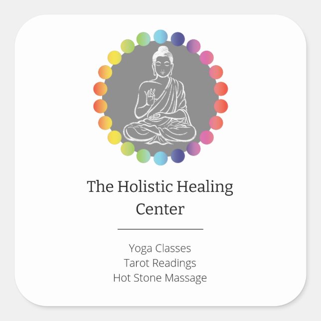 Buddha Rainbow Chakras Spiritual Metaphysical Yoga Square Sticker (Front)