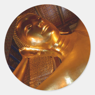 Buddha Reclining ~ Buddhist Temple Photo Classic Round Sticker