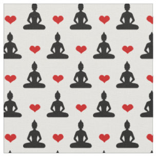 Buddha & Red Heart fashion Fabric /Buddhism Yoga