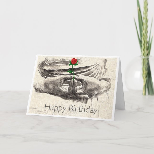 Buddha Rose Birthday Card (Front)