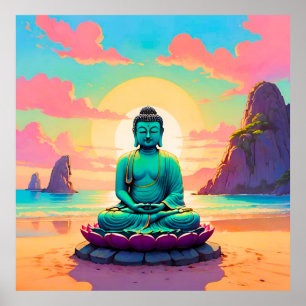 Buddha’s Sunset Reflection Poster