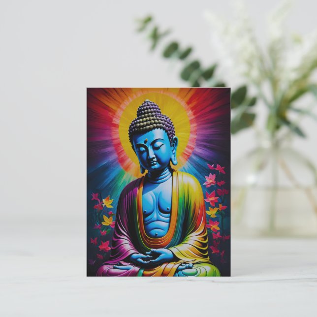 Buddha Sacred Rays of Peace Holiday Postcard (Standing Front)