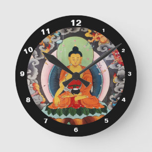 Buddha Shakyamuni, Enlightenment, Himalayas Nepal Round Clock