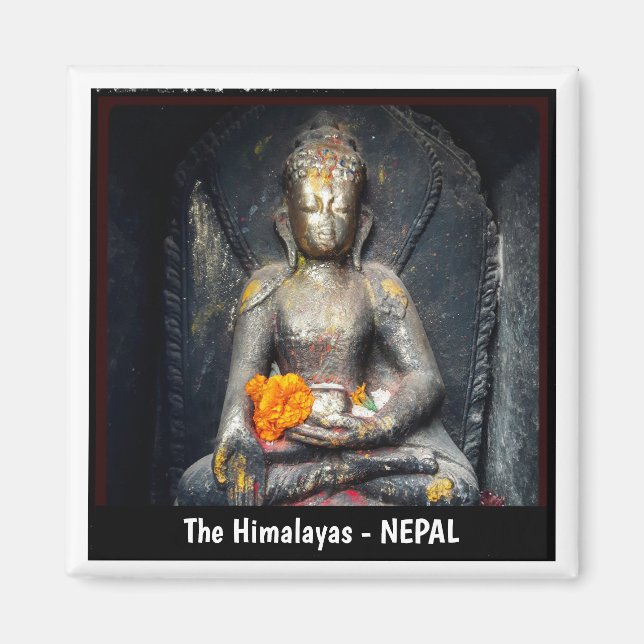 Buddha Shakyamuni, Flower, Kathmandu - Nepal Magnet (Front)