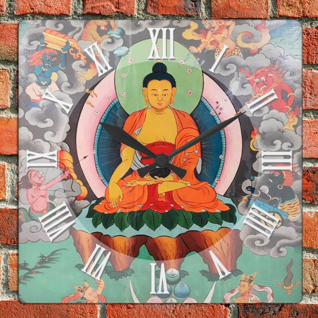 Buddha Shakyamuni, meditation, Tibetan Buddhism Square Wall Clock (Creator Uploaded)