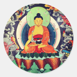 Buddha Shakyamuni painting, Himalayas - Nepal Classic Round Sticker