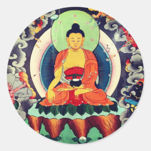 Buddha Shakyamuni painting, Himalayas - Nepal Classic Round Sticker