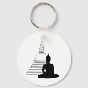 Buddha Silhouette with Stupa Key Ring