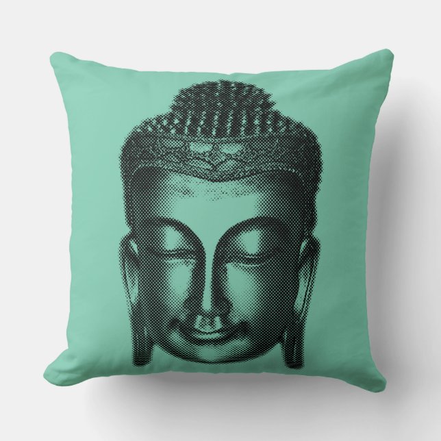Buddha smile II - halftone black + your ideas Cushion (Front)