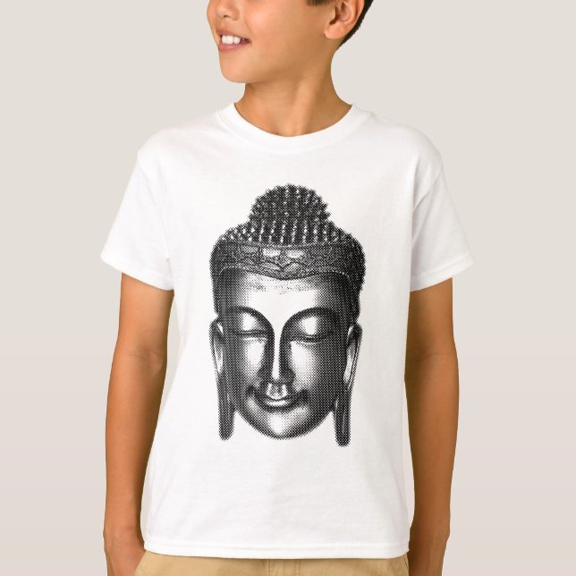 Buddha smile II - halftone black + your ideas T-Shirt (Front)