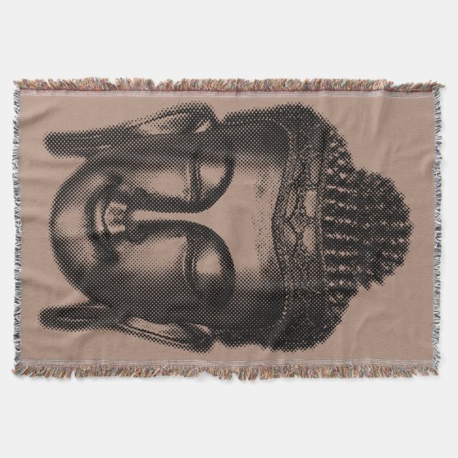Buddha smile II - halftone black + your ideas Throw Blanket (Front)