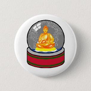 Buddha Snow Globe 6 Cm Round Badge
