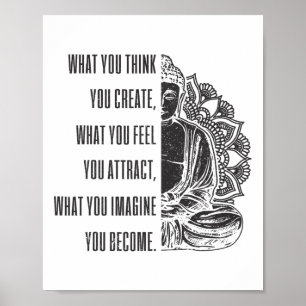 Buddha Spiritual Saying Mandala Buddhism Yoga Gift Poster