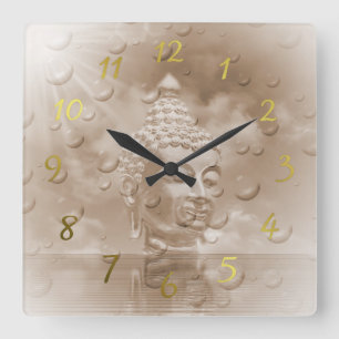 buddha square wall clock