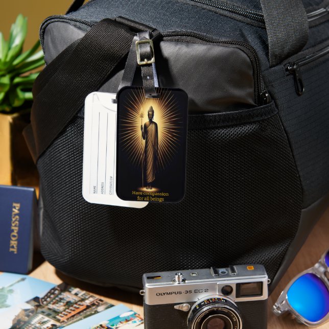 Buddha standing amid radiant light. luggage tag (Front & Back)