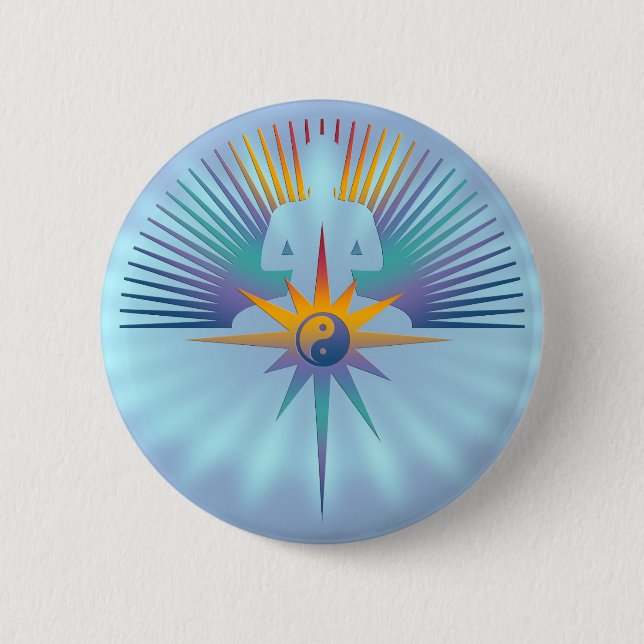 Buddha Star 3D | blue shine 6 Cm Round Badge (Front)