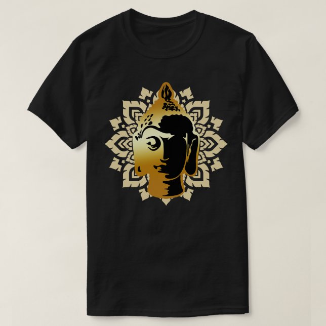 Buddha Statue Head Mandala Meditation Zen T-Shirt (Design Front)