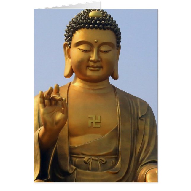 Buddha Statue in Blue Sky, Hand Raised (Front)