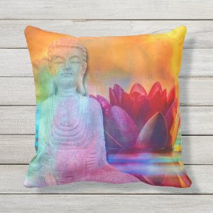 Buddha Statue & Lotus in Water Cushion