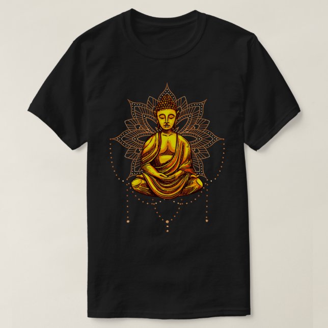 Buddha Statue Meditation Mantra T-Shirt (Design Front)