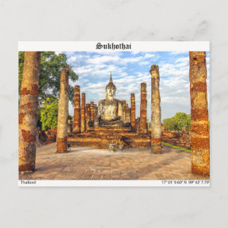 Buddha statue, Wat Mahathat, Sukhothai Postcard