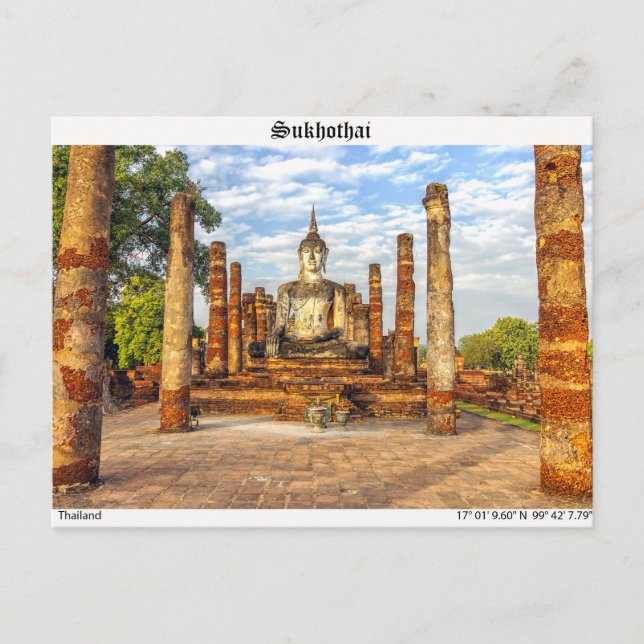 Buddha statue, Wat Mahathat, Sukhothai Postcard (Front)