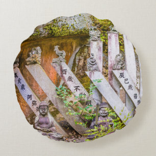 Buddha statues at Senko-ji temple Round Cushion