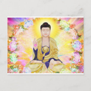Buddha Surrounded by Flowers Postcard
