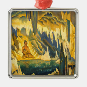 Buddha the Winner (Buddhist Art) (by Roerich) Metal Tree Decoration