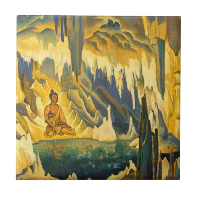 Buddha the Winner (Buddhist Art) (by Roerich) Tile (Front)