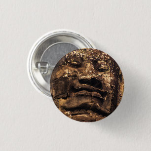 Buddha Totem at Angkor Wat - Canvas Wall ART 3 Cm Round Badge