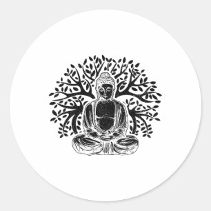 Buddha Tree Meditation Yoga Zen Buddhism Yogi Budd Classic Round Sticker