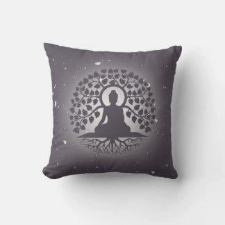 Buddha Tree Yoga Throw Pillow