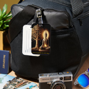 Buddha under a glowing tree luggage tag