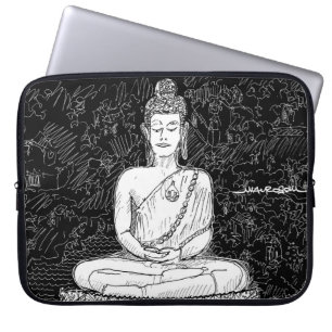 Buddha Wat Pho Temple Bangkok Thailand B&W Laptop Sleeve