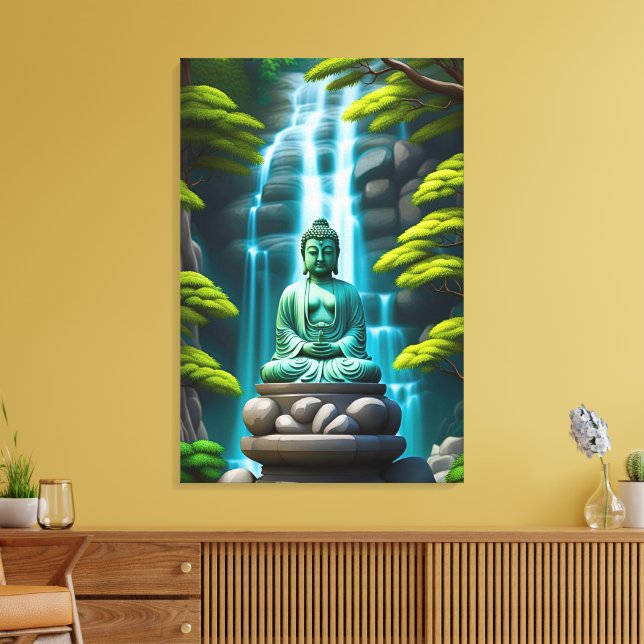 Buddha Waterfall Canvas Print (Insitu(LivingRoom))